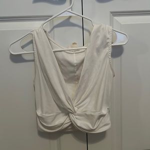 White cotton v neck cross tank